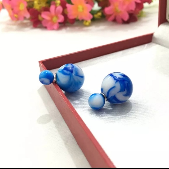 Jewelry - Ocean Blue Double Sided Pearl Earrings